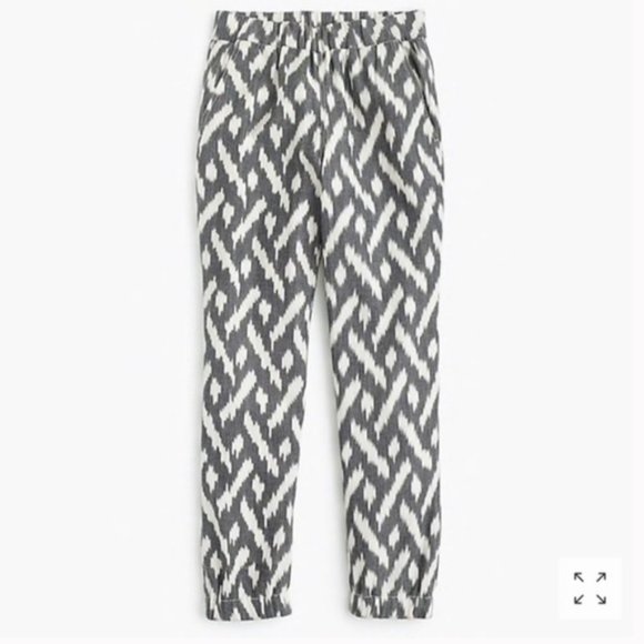 J. Crew Gray and White Ikat Seaside Elastic Jogger Ankle Pants Size 0 - Picture 2 of 2